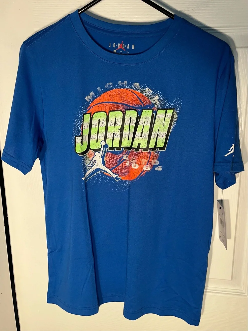 $28 Nike AIR JORDAN FLIGHT JUMPMAN T- Shirt BOYS Short Sleeve BLUE XL Basketball